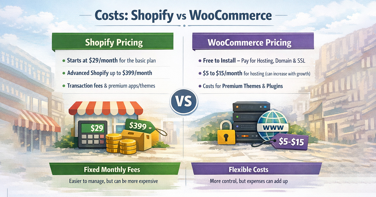 Cost comparison Shopify vs WooCommerce