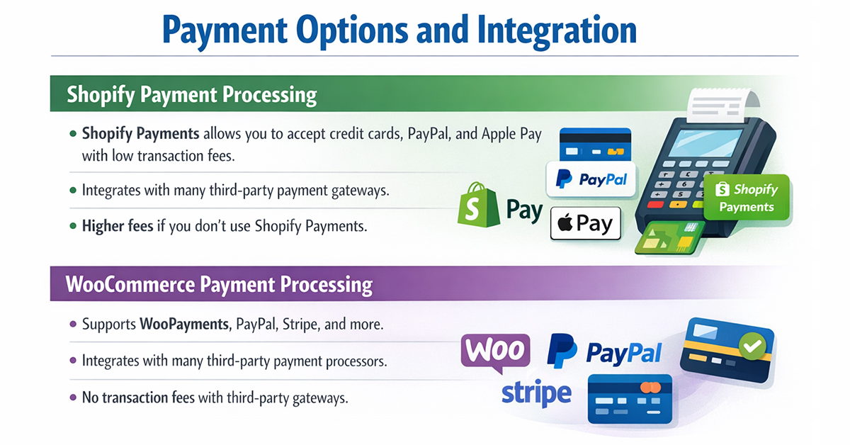 Shopify vs WooCommerce Payment Options and Integration